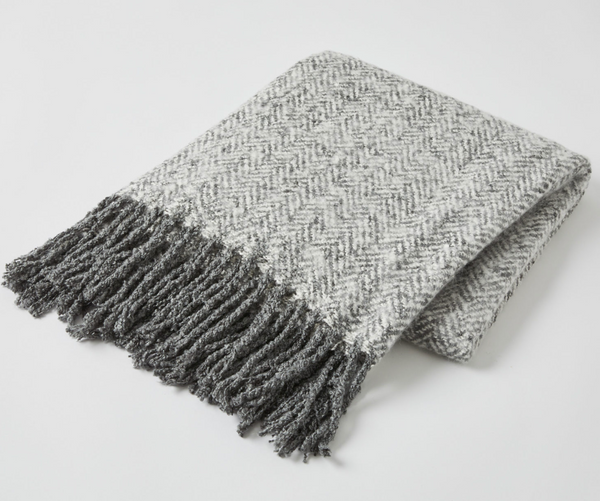 Grey Herringbone Throw 127x152 Cotton Living