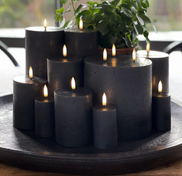 Flameless Textured Matte Black Flameless Candles