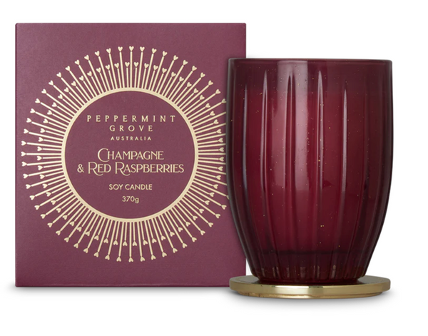 Peppermint Grove Champagne & Red Raspberries Soy Candle 370g