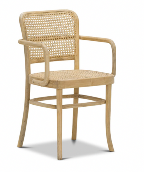 Teak Rattan Bentwood Dining Chair Natural with arms