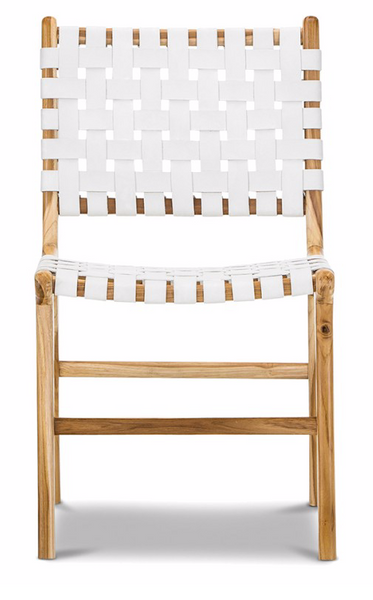 Woven Leather Dining Chair White